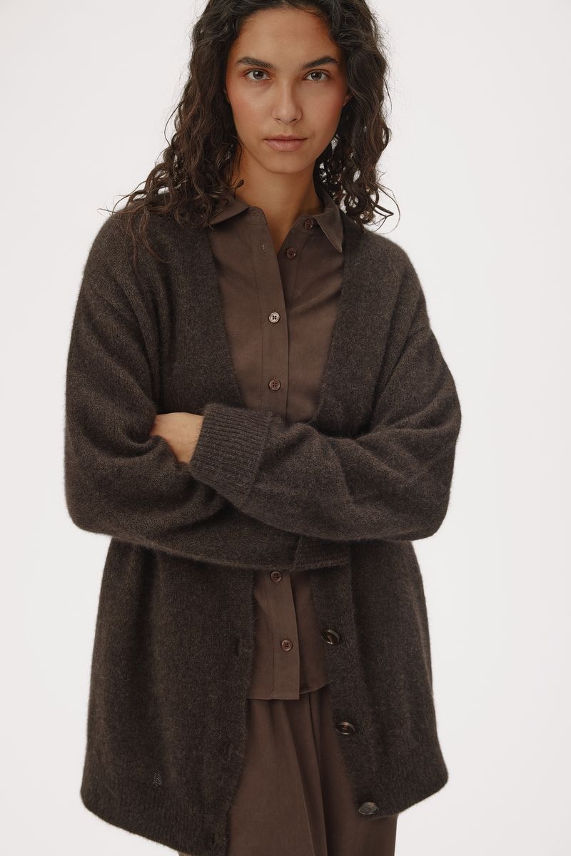 LINA CARDIGAN RACOON Espresso Brown