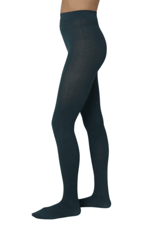 YLVA FISHBONE WOOL TIGHTS Dark Green