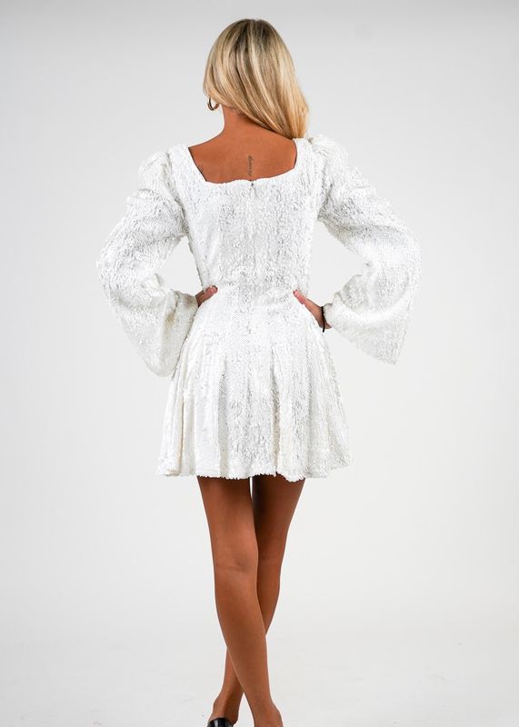 SOPHIE SEQUIN DRESS White