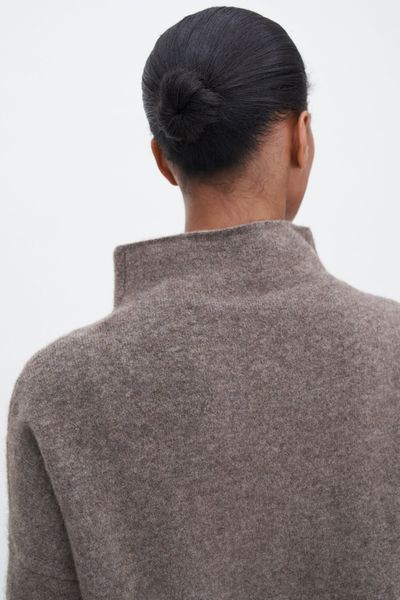 Hovedbilde MIKA YAK FUNNELNECK SWEATER Dark Taupe Melange