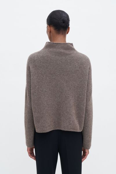 Hovedbilde MIKA YAK FUNNELNECK SWEATER Dark Taupe Melange