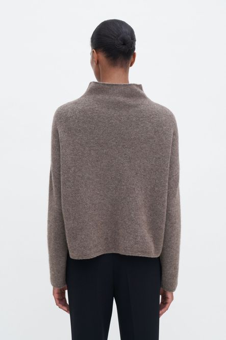 Hovedbilde MIKA YAK FUNNELNECK SWEATER Dark Taupe Melange