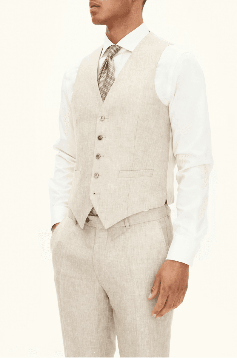 CARLO DRESSVEST I LIN Beige