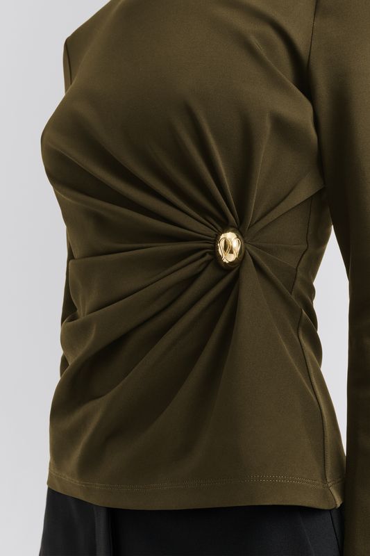 MAILEY JERSEY BROOCH LONG SLEEVE TOP 