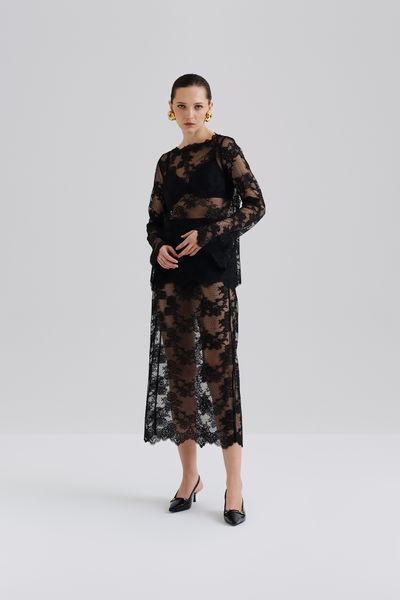 Hovedbilde ALICE SHEER LACE MIDI SKIRT Black