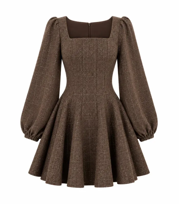 SOPHIE TWEED DRESS Brown