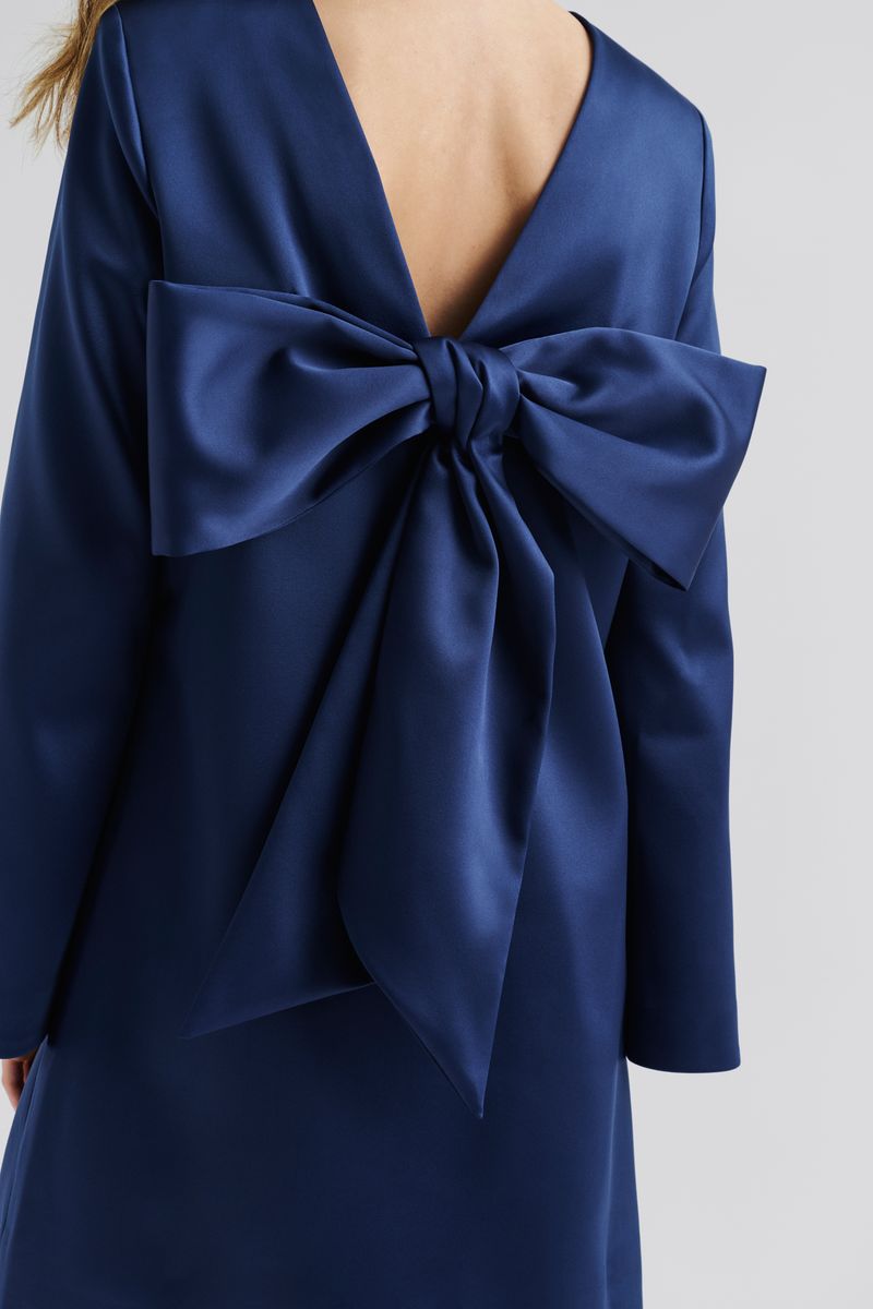 ELNA BOW DETAILED MINI DRESS Dark Blue