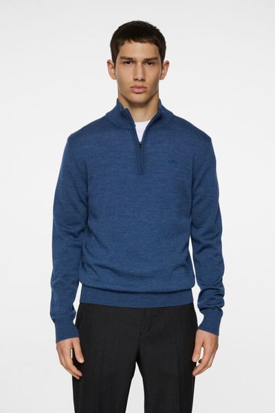 Hovedbilde KIYAN MERINO QUARTER ZIP Vintage Indigo Melange
