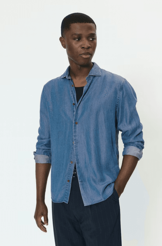 MARC SHORT DENIMSKJORTE Medium Blå 