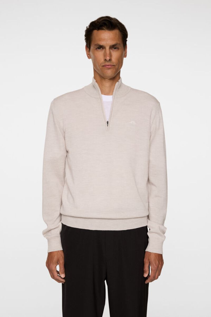 KIYAN MERINO QUARTER ZIP Moonbeam Melange