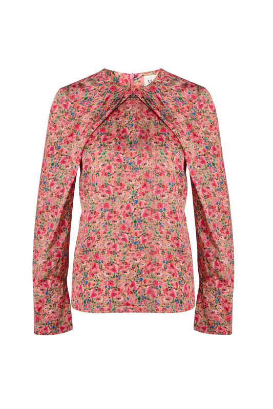 EVIE PLEATED NECKLINE BLOUSE Pink Ditsy